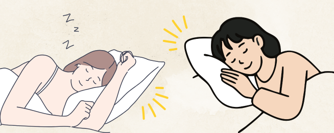 快眠する女性と枕にもたれかかる女性のイラスト